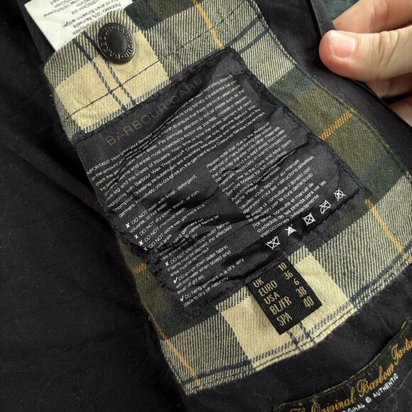 Barbour Rain Parka Heritage Brand Waxed Jacket Women Blue Hooded Size 6 US - Picture 14 of 16